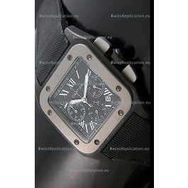 Cartier Santos Japanese Replica Watch in Black Dial