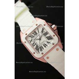 Cartier Santos 100 Swiss Replica Watch in Pink Gold Casing