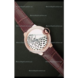 Ballon De Cartier Watch in Pink Gold Casing with Diamonds Bezel