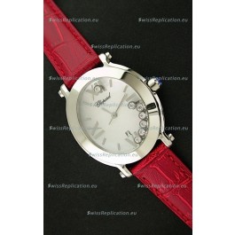 Chopard Happy Sport Ladies Japanese Replica Watch in Red Strap