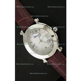 Chopard Happy Sport Ladies Japanese Replica Watch in Brown Strap