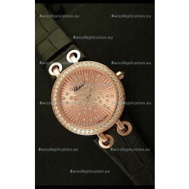 Chopard Xtravaganza Ladies Ladies Japanese Replica Rose Gold Watch in Gold Dial 