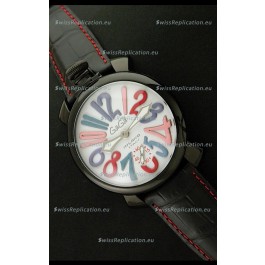 Gaga Milano Italy Japanese Replica PVD Watch in White Dial