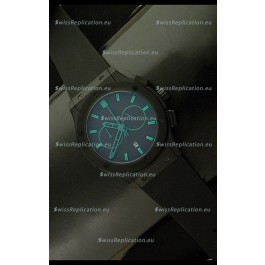 Hublot Big Bang Classic Fusion Chrono Japanese Watch with Green Markers Ceramic Case