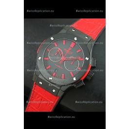 Hublot Big Bang Classic Fusion Swiss Replica PVD Watch in Red Strap
