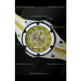 Hublot King Power Ferrari Edition Swiss Replica Watch - White/Yellow Strap