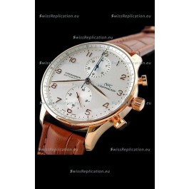 IWC Portuguese Chronograph Swiss Replica Watch in Rose Gold Casing