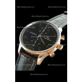 IWC Portuguese Chronograph Swiss Replica Watch in Black Dial