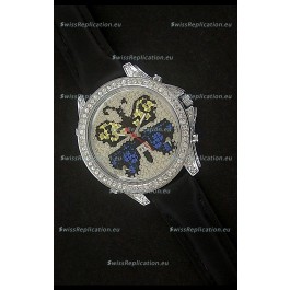 Five Time Zones J&C Clone Watch in Full Diamonds