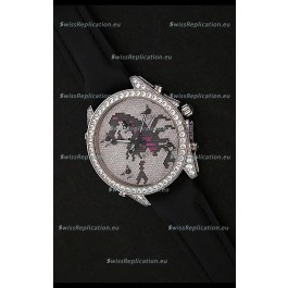 Five Time Zones J&C Clone Japanese Watch in Full Diamonds