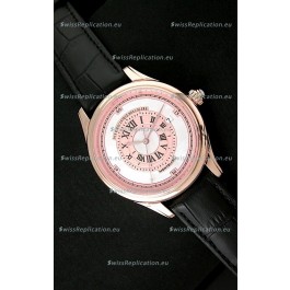 Montblanc Pure Mechanique Horlogere Swiss Replica Rose Gold Watch in Mop Pink Dial