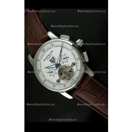 Mont Blanc Flying Tourbillon Japanese Replica Watch in White Dial