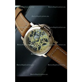 Panerai Luminor Skeleton Dial Swiss Watch in Rose Gold Casing