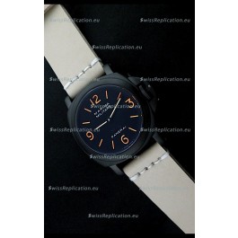 Panerai Luminor Marina Black Seal PVD Swiss Watch Tan Strap