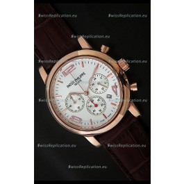 Patek Philippe Perpetual Calender Japanese Steel Watch in White Dial