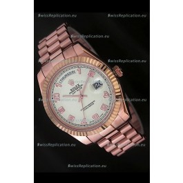 Rolex Day Date Japanese Replica Steel Watch in Arabic Markers