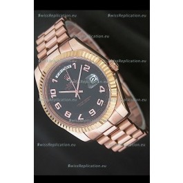 Rolex Day Date Japanese Replica Steel Watch in Black Dial