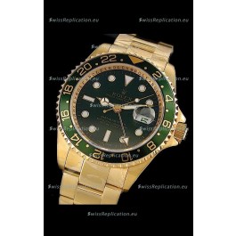 Rolex GMT Master II Swiss Replica Gold Watch in Green Bezel