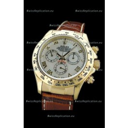 Rolex Daytona Cosmograph Swiss Replica Gold Watch in Roman Hour Markers
