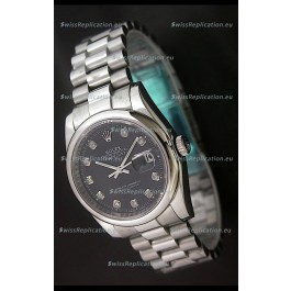 Rolex Datejust Oyster Perpetual Diamonds Japanese Watch in Black Dial