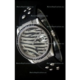 Rolex Datejust Mens Japanese Replica Leopard Watch in Diamand Markers