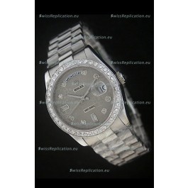 Rolex Day Date Just Japanese Replica Watch in Printed Grey Dial