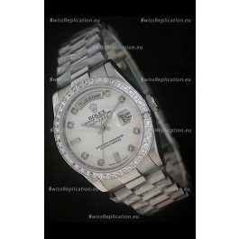 Rolex Day Date Just Japanese Replica Watch in White Dial
