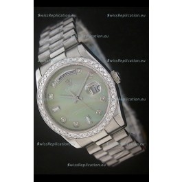 Rolex Day Date Just Japanese Replica Watch in Light Green Dial