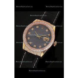 Rolex DateJust Japanese Mens Replica Yellow Gold Watch in Colorful Mother of Pearl Dial