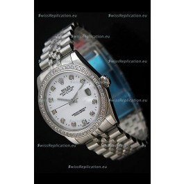 Rolex DateJust Japanese Mens Replica Silver Watch in Diamond Markers