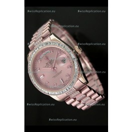 Rolex Oyster Perpetual Day Date Japanese Rose Gold Automatic Watch in Rose Gold Dial
