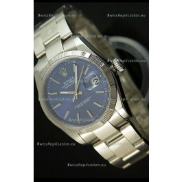 Rolex Replica Datejust Swiss Watch in Blue Dial with Stick Markers