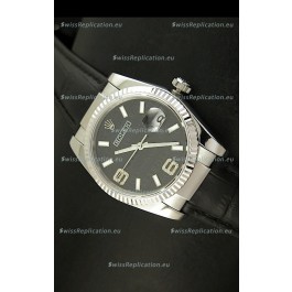 Rolex Replica Datejust Swiss Replica Watch - 37MM - Black Dial/Strap