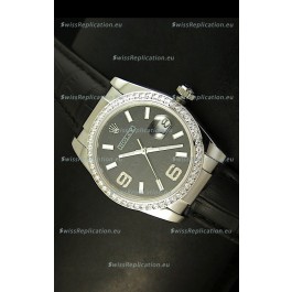 Rolex Replica Datejust Swiss Replica Watch - 37MM - Black Dial/Strap
