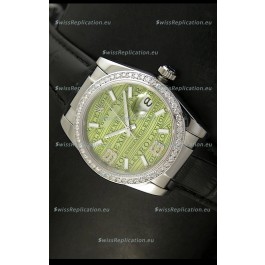 Rolex Replica Datejust Swiss Replica Watch - 37MM - Black Strap Green Dial