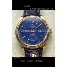 Rolex 1908 Perpetual in Yellow Gold Casing Blue Dial Swiss Replica Watch 