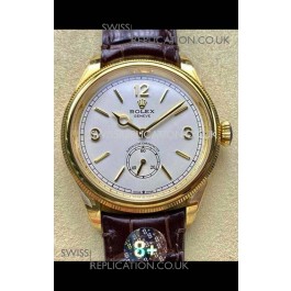 Rolex 1908 Perpetual in Yellow Gold Casing White Dial Swiss Replica Watch 