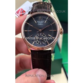 Rolex Super Clone Cellini 50525 Black Guilloche Dial Rose Gold Super Clone Watch 