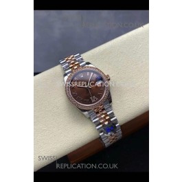 Rolex Super Clone Datejust 31MM Brown Dial Rose Gold Super Clone Watch 