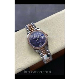 Rolex Super Clone Datejust 31MM Purple Dial Rose Gold Super Clone Watch 