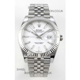 Datejust Super Clone 126334 White Dial 41MM FREE SPRUNG MVMNT 3235 Watch 