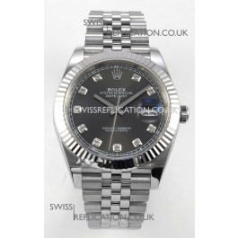 Datejust Super Clone 126334 Grey Diamonds Dial 41MM FREE SPRUNG MVMNT 3235 Watch 