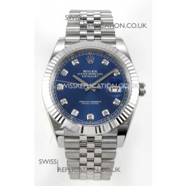 Datejust Super Clone 126334 Blue Diamonds Dial 41MM FREE SPRUNG MVMNT 3235 Watch 