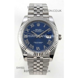 Datejust Super Clone 126334 Blue Roman Dial 41MM FREE SPRUNG MVMNT 3235 Watch 