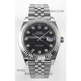 Datejust Super Clone 126334 Black Diamonds Dial 41MM FREE SPRUNG MVMNT 3235 Watch 