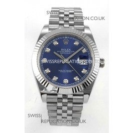 Datejust Super Clone 126334 Blue Diamonds Dial 41MM FREE SPRUNG MVMNT 3235 Watch 