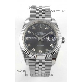 Datejust Super Clone 126334 Grey Diamonds Dial 41MM FREE SPRUNG MVMNT 3235 Watch 