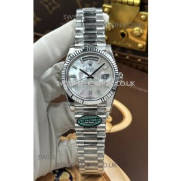 Rolex Day Date 228236 Stainless Steel Pearl Crystal Dial Super Clone Watch 