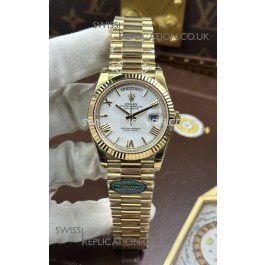 Rolex Day Date 228238 Yellow Gold White Roman Dial Super Clone Watch 