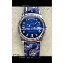Rolex Day Date 128236 Stainless Steel Blue Ombre Diamonds Dial Super Clone Watch 